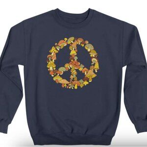 ☮️ 🍄 Ultra Soft, Preloved Magic Mushroom Peace Sign Sweatshirt- Size XL 🍄 ☮️